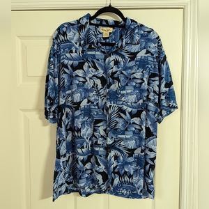 Panama Jack blue Hawaiian tropical beach button front shirt size XL